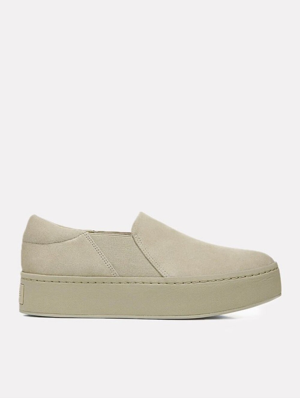 Vince Warren Platform Minimalist Quiet Luxury Slip-On Sneakers in Beige Suede